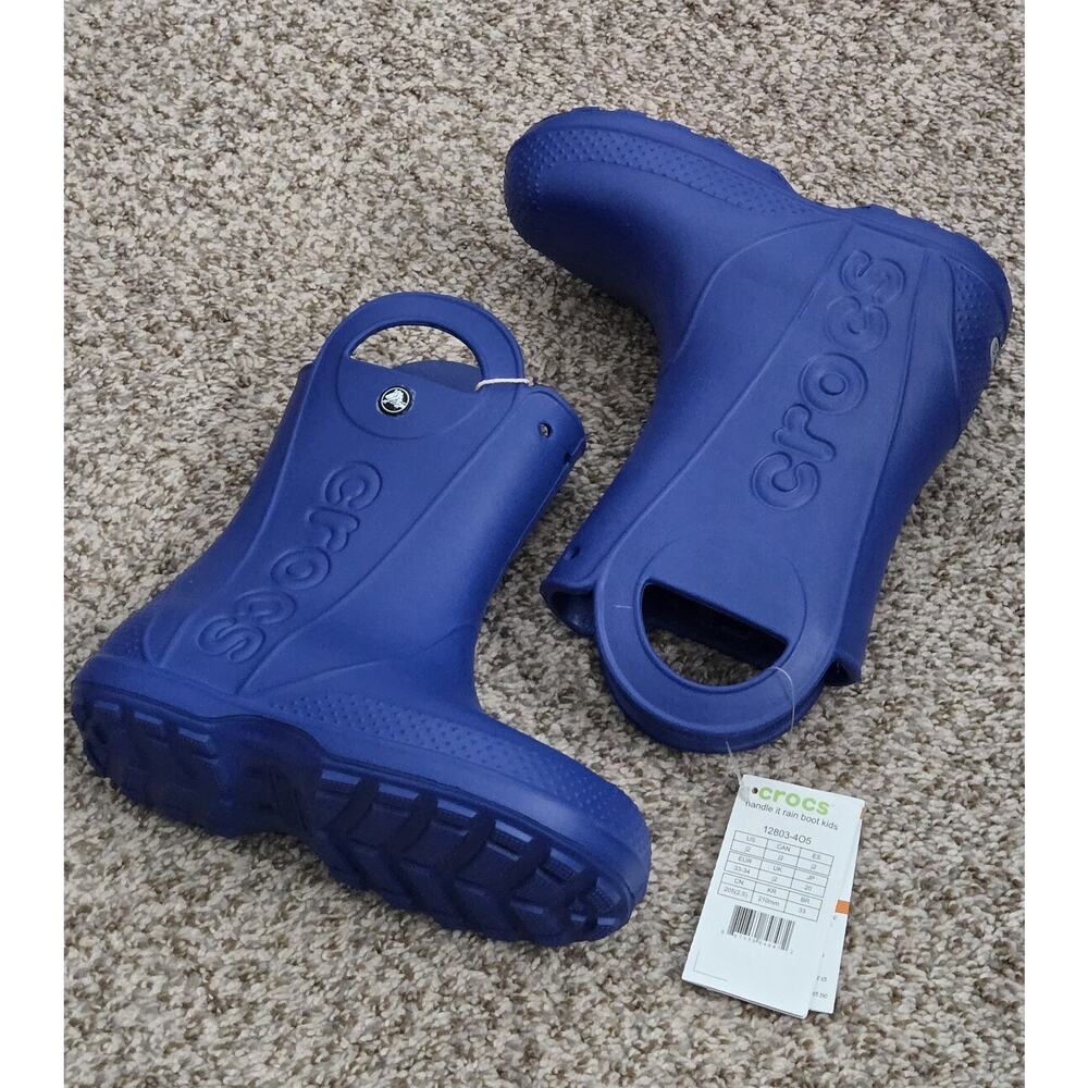 CROCS 12803 Kids Cerulean Blue Handle It Rain Boots US 2 size J2 Youth Big Kids - Picture 2 of 9